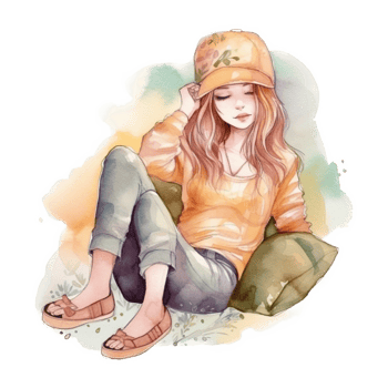 Watercolor Lazy Girl Sublimation Design, png