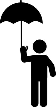 People with umbrellas. stick figure. pictogram rained on vector
