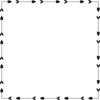 Arrow pattern square frame on transparent background. PNG illustration.