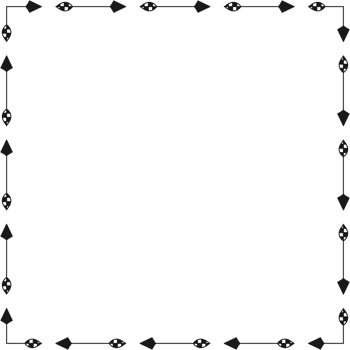 Arrow pattern square frame on transparent background. PNG illustration.