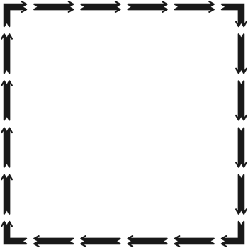 Arrow pattern square frame on transparent background. PNG illustration.