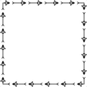 Arrow pattern square frame on transparent background. PNG illustration.