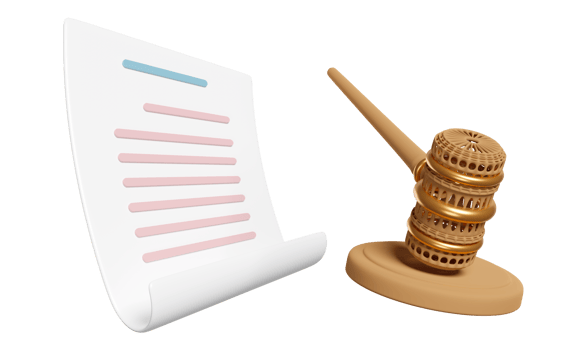 3d judge arbitrate gavel, hammer auction with stand, paper auction contract isolated. law, justice system symbol concept, 3d render illustration png