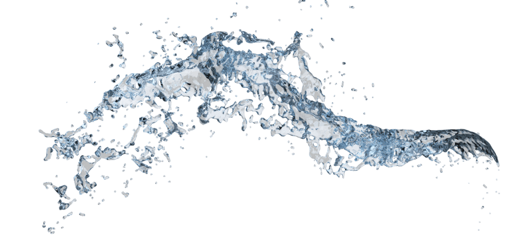 3d water splash transparent, clear blue water scattered around isolated. 3d render illustration png