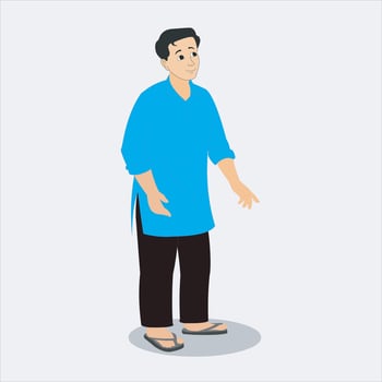 Indian 2 character pants and shirt and punjabi reading characters vector