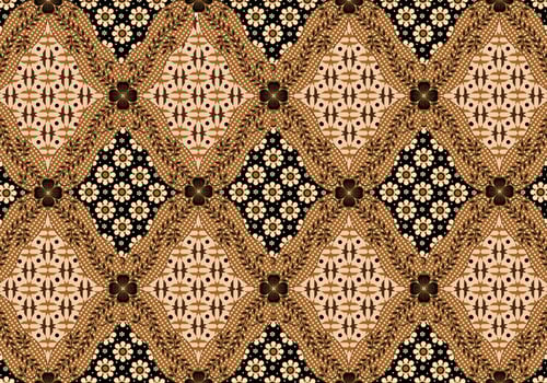 Batik Indonesian is a technique of wax-resist dyeing applied to whole cloth, or cloth made using this technique originated from Indonesia. Batik is made either by drawing dots and lines vector