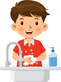Cute little boy wash his hands in the sink with soap for cleanliness and healthcare png