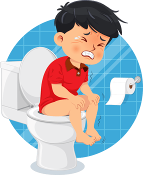 Little boy sitting on the toilet. He has suffered from diarrhea or constipation png