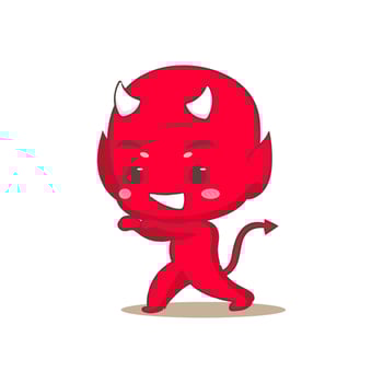 Cute red devil sneak walk Cartoon Character. Halloween and monster Concept design. Isolated Flat Cartoon Style. Vector art illustration