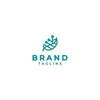 Simple Leaf With Technology Circuit Lines Logo Design. Simple Leaf Icon With Leaf Bones Forming Data Circuit Lines Logo Design. vector