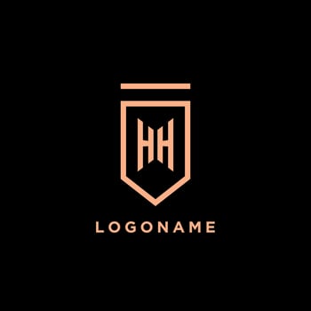 HH monogram initial with shield logo design icon vector