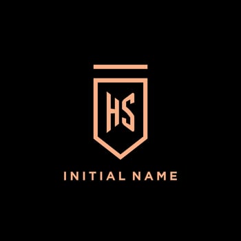 HS monogram initial with shield logo design icon vector