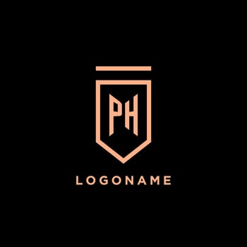 PH monogram initial with shield logo design icon vector