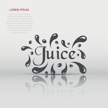 Juice splash spray vector icon in flat style. Juice drink illustration on white isolated background. Tropical lemonade concept.