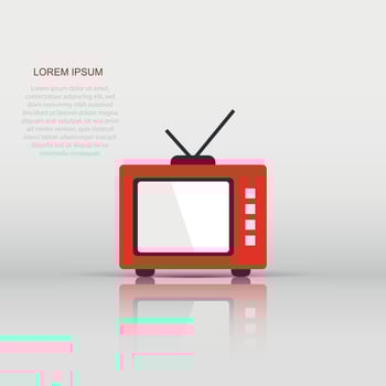 Retro tv screen vector icon in flat style. Old television illustration on white isolated background. Tv display business concept.