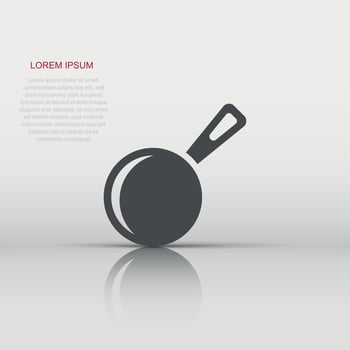 Frying pan icon in flat style. Cooking pan illustration on white isolated background. Skillet kitchen equipment business concept. vector