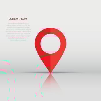 Pin map icon in flat style. Gps navigation vector illustration on white isolated background. Target destination business concept.
