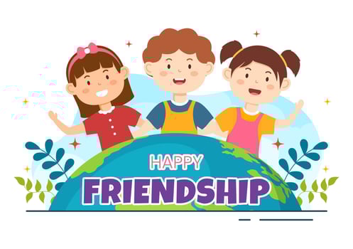 Happy Friendship Day Vector Illustration with Young Boys and Girls Togetherness in Flat Cartoon Hand Drawn Landing Page Background Templates