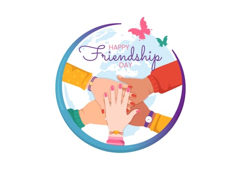 Happy Friendship Day Vector Illustration with Young Boys and Girls Togetherness in Flat Cartoon Hand Drawn Landing Page Background Templates
