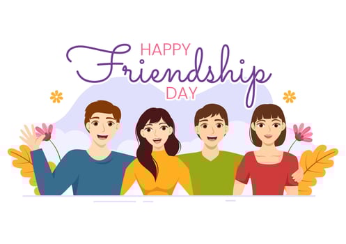 Happy Friendship Day Vector Illustration with Young Boys and Girls Togetherness in Flat Cartoon Hand Drawn Landing Page Background Templates