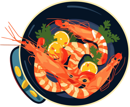 Gambas a la Plancha, Spanish Grilled Shrimp Tapas illustration png