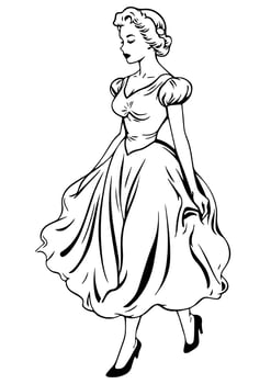 Princes coloring page black and white vector