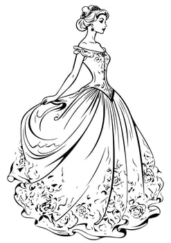 Princes coloring page black and white vector