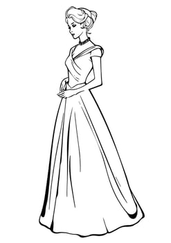 Princes coloring page black and white vector
