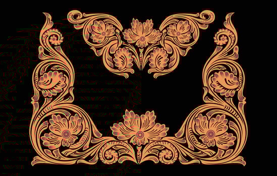 Decorative ornamental background, hand drawn floral doodle pattern with lace frame. Tribal ethnic mandala ornament. vector