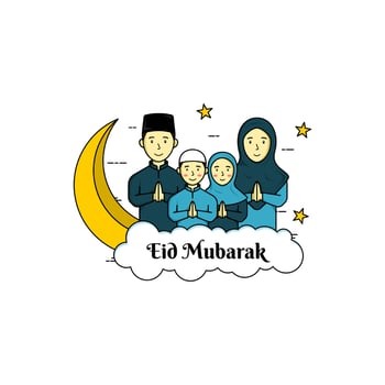 Happy Family Greetings Eid Mubarak vector