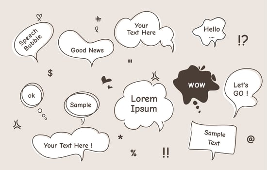 hand drawn speech bubbles cartoon vector
