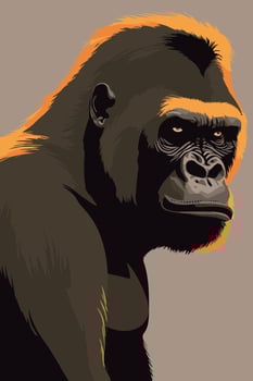 Gorilla portrait. Vector illustration for your design.
