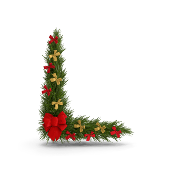 Fresh christmas corner wreath with bows on transparent background png