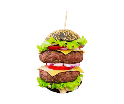 Tasty double patty burger isolated on transparent background png