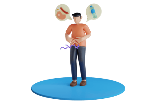 3D Illustration of hungry man is holding his stomach, feeling the pangs of hunger.  This image can be used to illustrate hunger, starvation, malnutrition, or the need for nourishment png