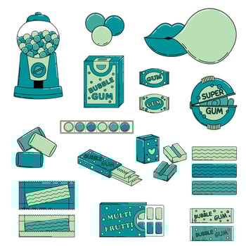 Set of Cartoon bubble gum. vector illustrator
