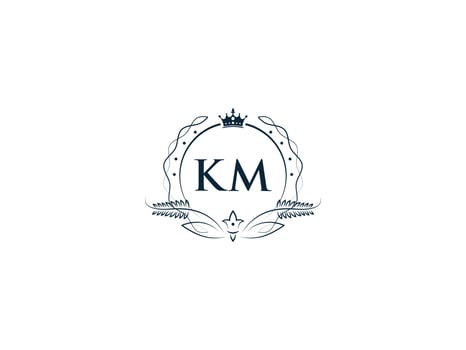 Alphabet Crown Km Feminine Logo Elements, Initial Luxury Km mk Letter Logo Template vector