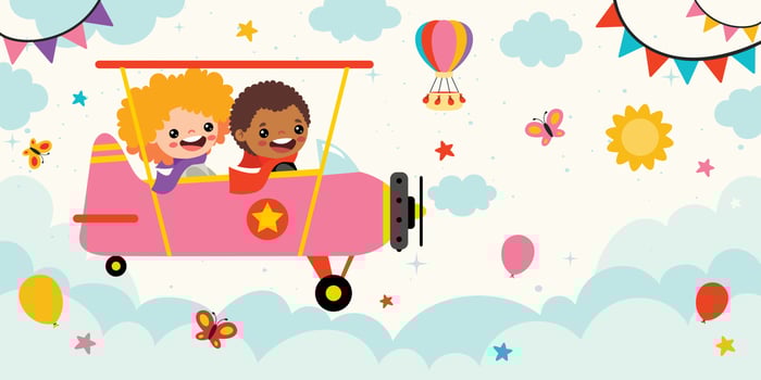 Happy Children On Sky Background vector
