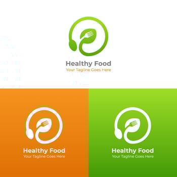 Healthy Food Logo Vector Design, Leaf and spoon Logo, Food Logo, Cafe, Restaurant