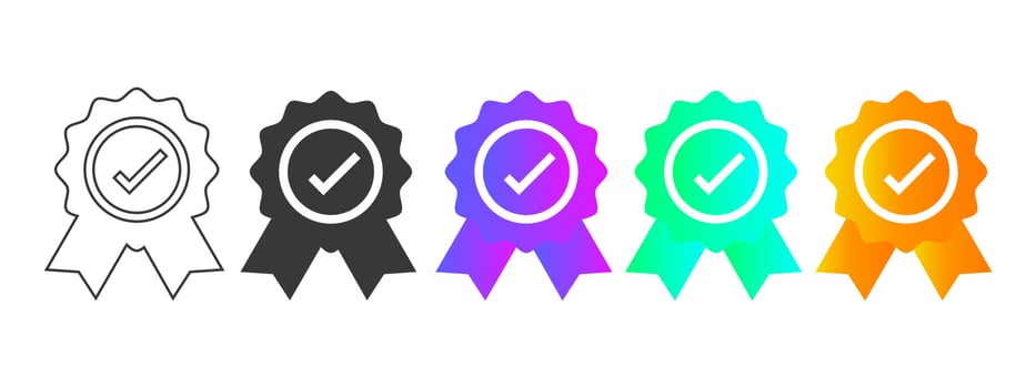 Big set of check marks icon. Tick, checkbox, flag, right, correct answer, option, document, questionnaire, survey. Business concept. Color gradient. vector