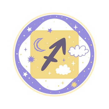 Astrology. Horoscope element. Sagittarius zodiac sign. Vector graphics.
