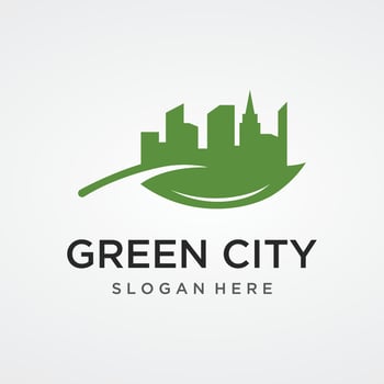 Healthy modern city skyline logo template design.Logo for business, property, building and architect. vector