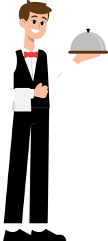 Waiter Man Cartoon style illustration. png