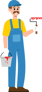 Painter Man Worker Cartoon style illustration. png