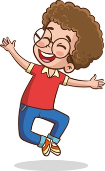 cute little kid jump and feel happy vector