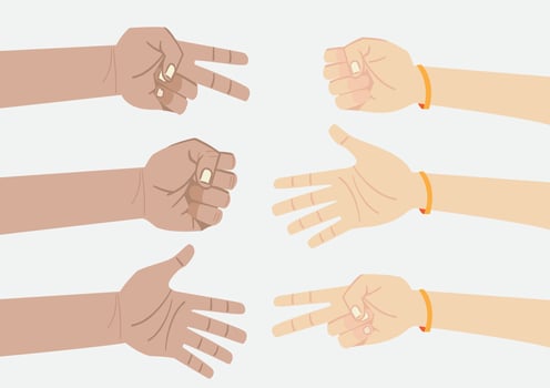 rock paper scissor hands game vector