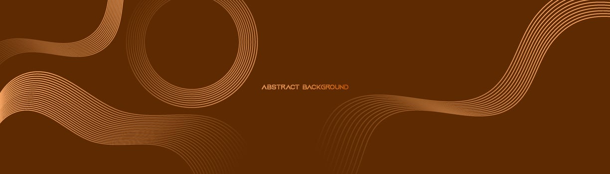 Abstract glowing circle lines on dark blue.brown.orange.yellow background. Geometric line art design. Modern glossy blue outline. Futuristic technology concept. Horizontal banner template. vector