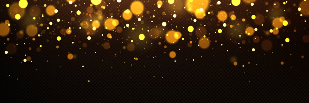 Gold light bokeh effect on dark background vector