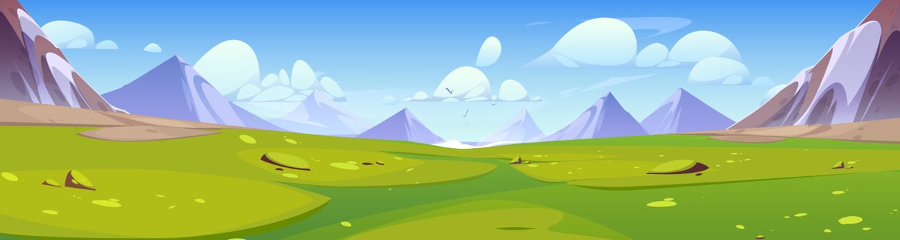 Nature landscape with mountains, green valley vector