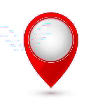 Map pointer icon in with shaddow. Navigator symbol isolated on white background. Vector illustration